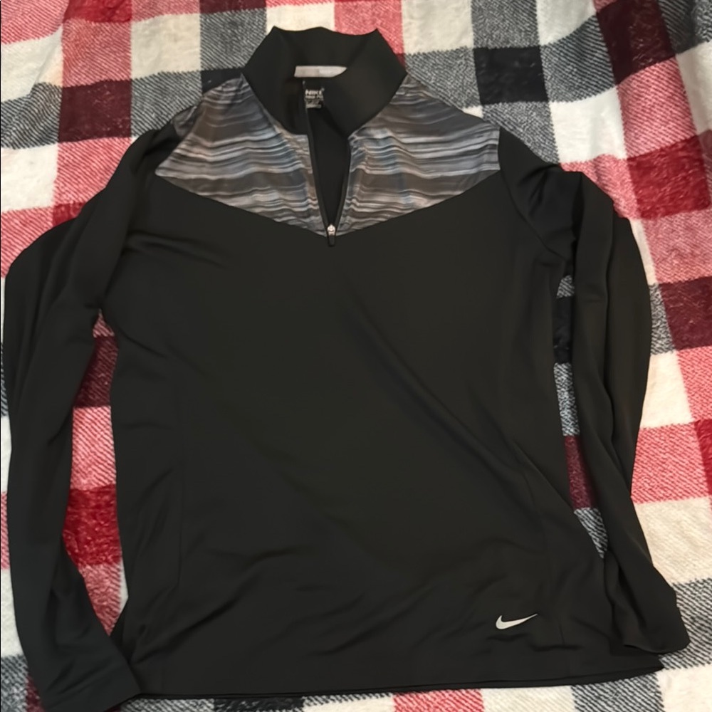 Nike Black and Gray Quarter-Zip Pullover Golf Pro